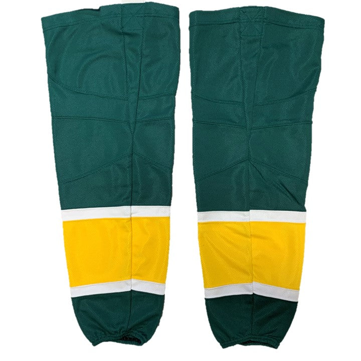 NCAA - Chaussettes de hockey usagées (vertes/jaunes/blanches)